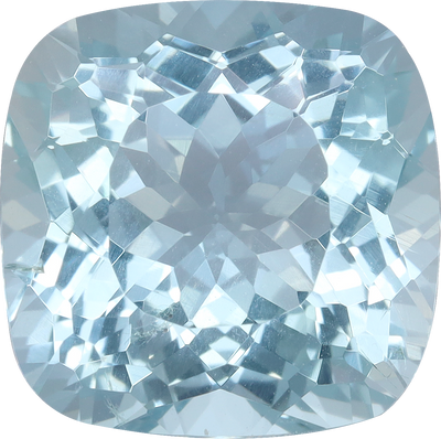 Cushion cut aquamarine, 11.17 by 11.16 mm, shown at actual size