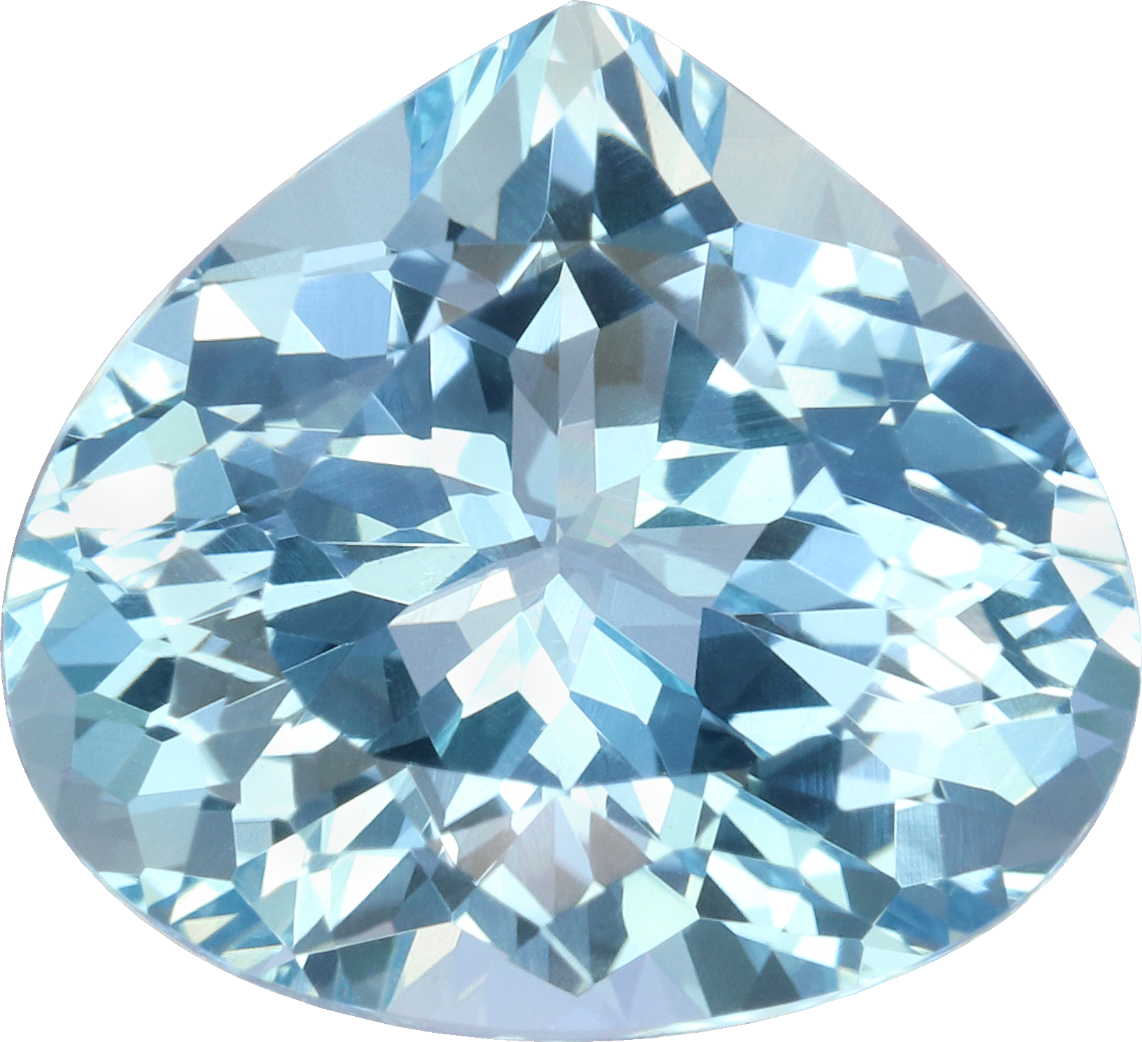 Pear cut aquamarine, 12.36 by 11.27 mm, shown at actual size