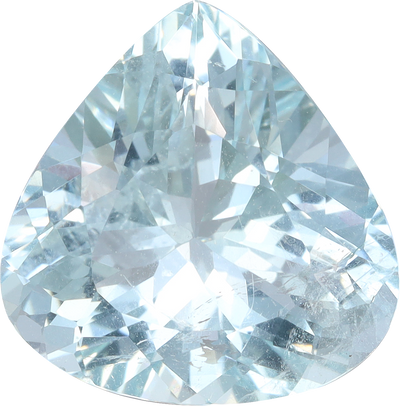 Pear cut aquamarine, 11.66 by 11.53 mm, shown at actual size