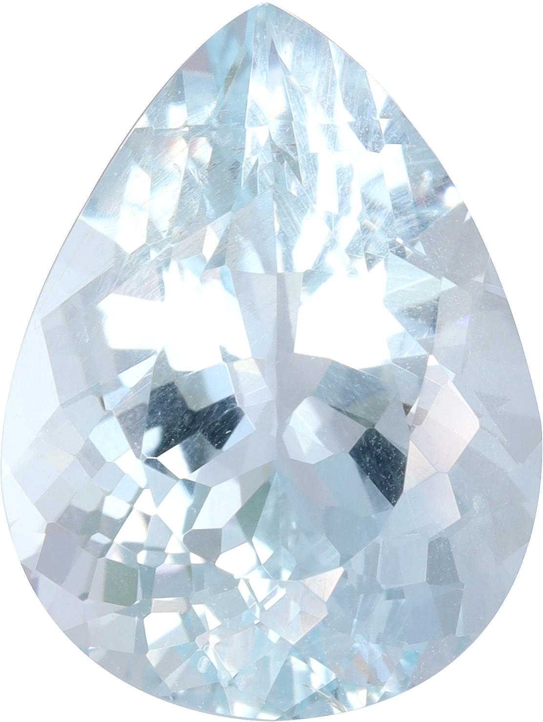 Pear cut aquamarine, 13.93 by 10.46 mm, shown at actual size