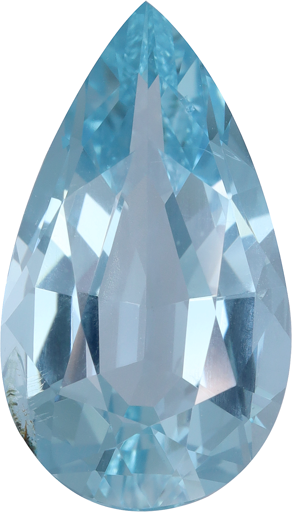 Pear cut aquamarine, 15.59 by 9.02 mm, shown at actual size