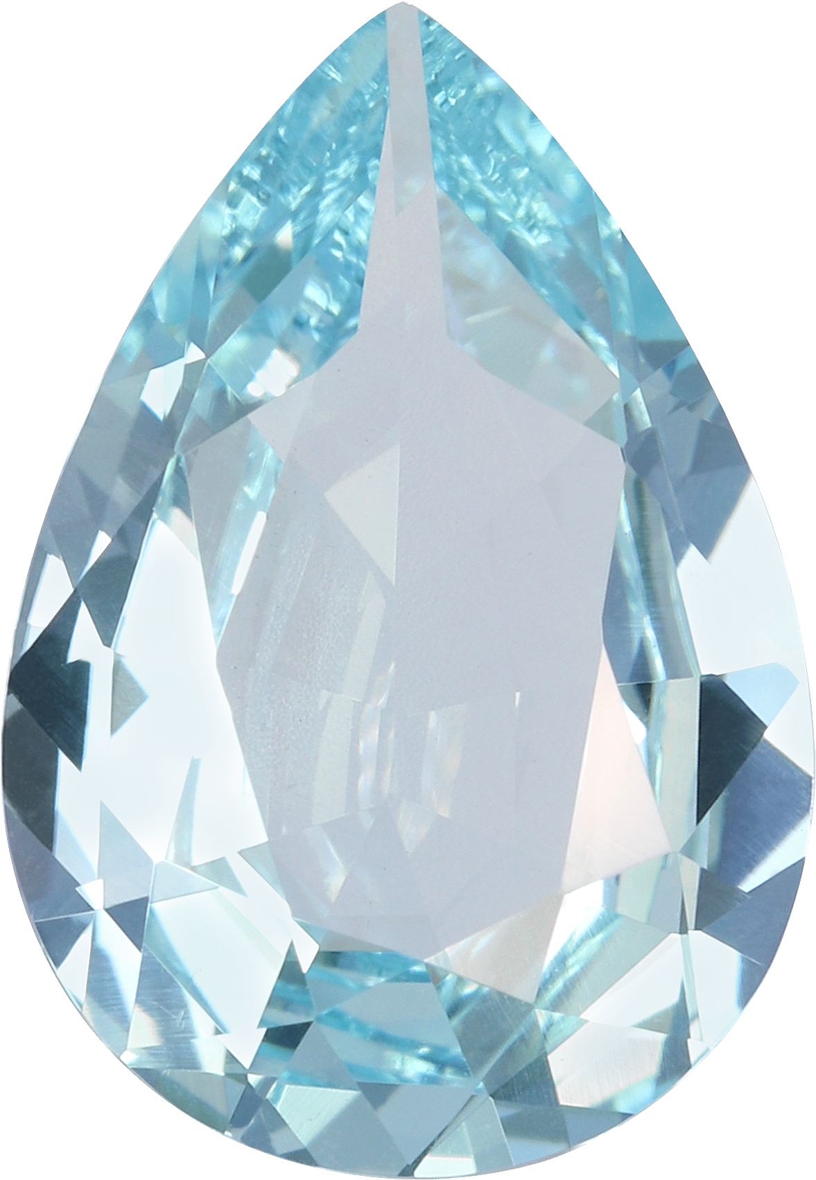 Pear cut aquamarine, 13.71 by 9.52 mm, shown at actual size