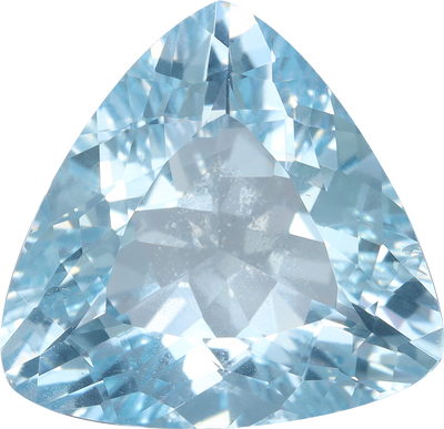 Trilliant cut aquamarine, 11.42 by 11.04 mm, shown at actual size