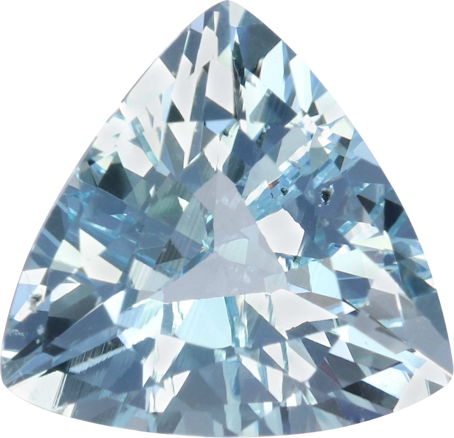 Trilliant cut aquamarine, 11.66 by 11.22 mm, shown at actual size