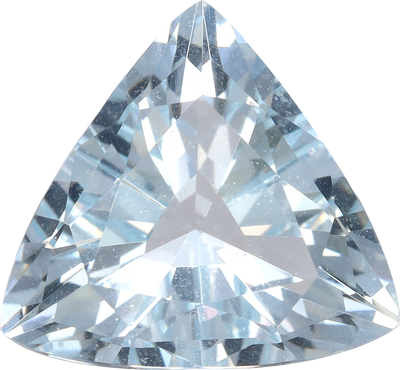 Trilliant cut aquamarine, 11.02 by 11.75 mm, shown at actual size