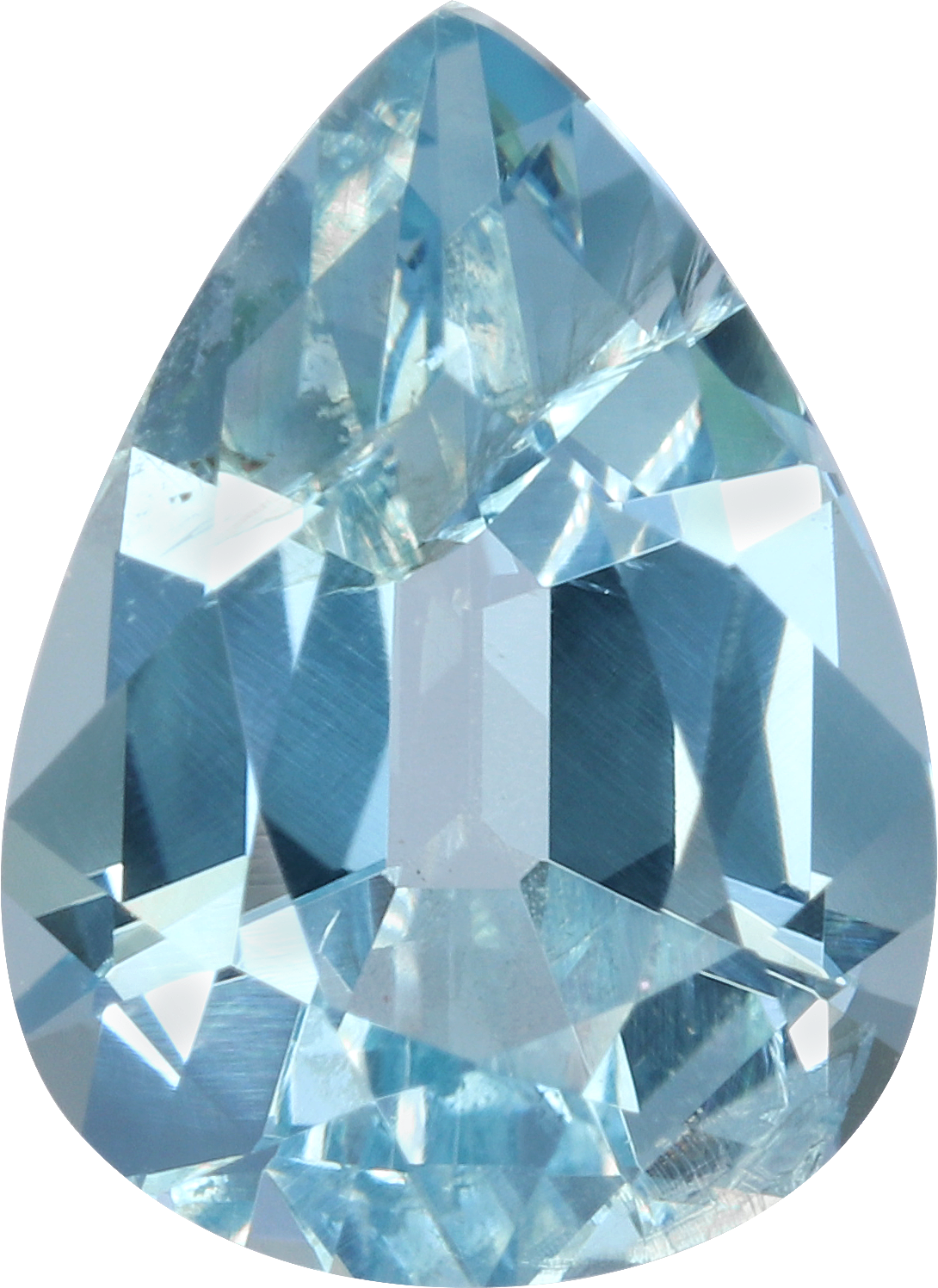 Pear cut aquamarine, 10.39 by 7.6 mm, shown at actual size