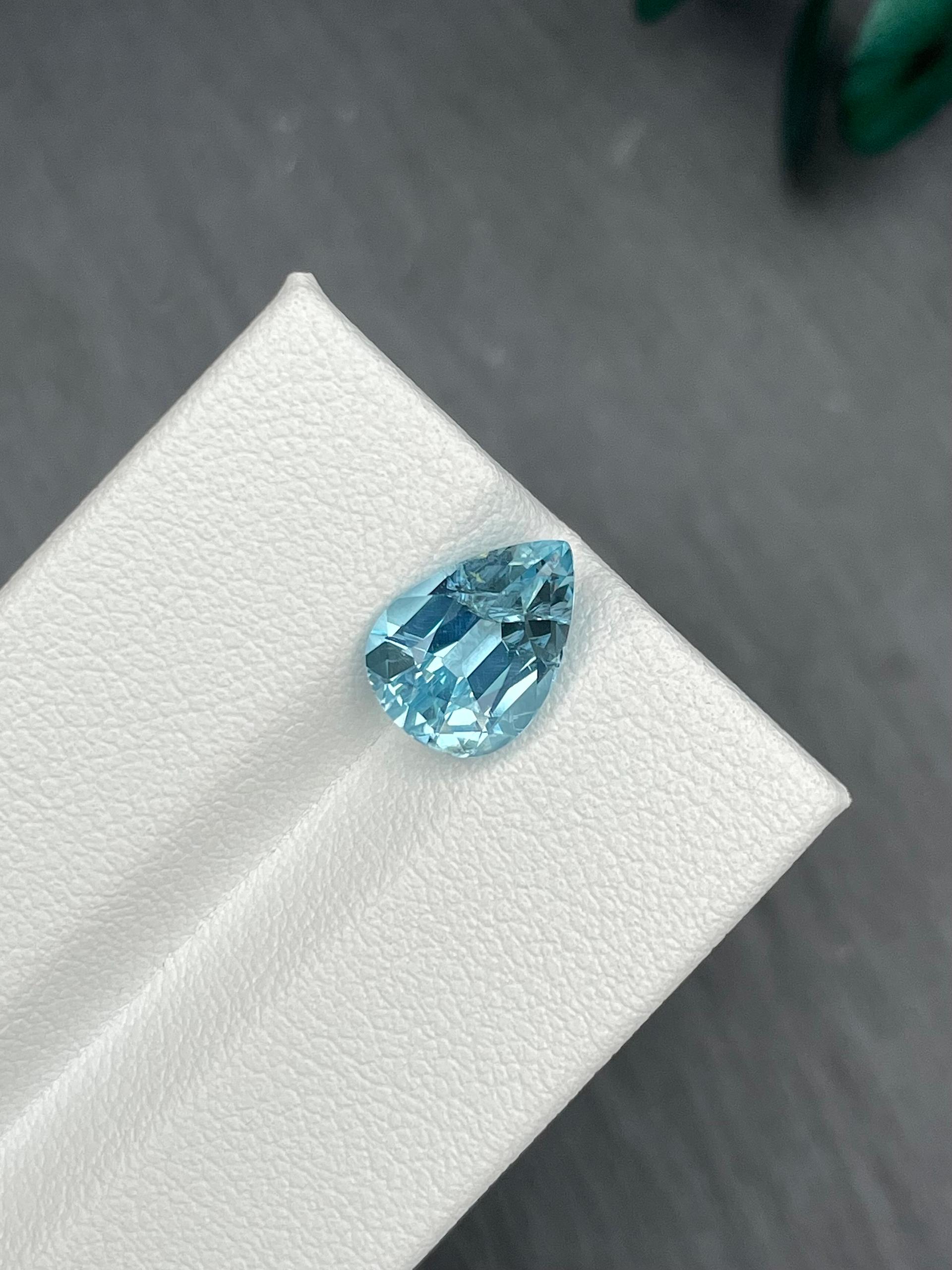 baby blue aquamarine, 2.19ct pear cut — view 5