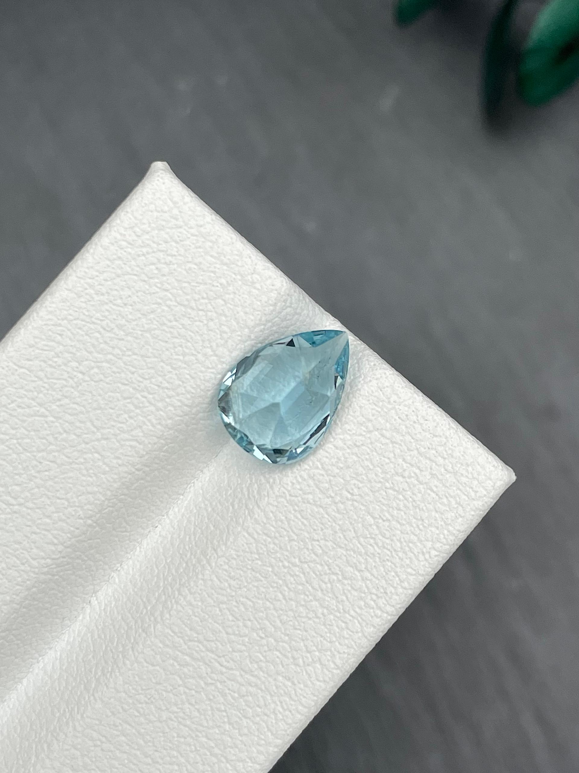 baby blue aquamarine, 2.19ct pear cut — view 6