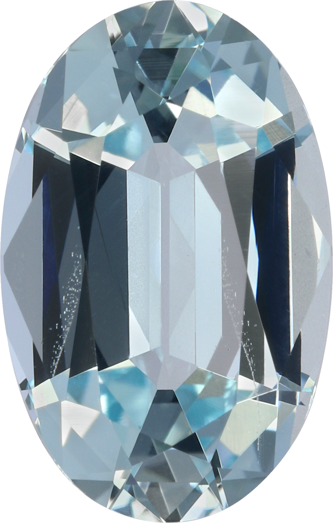 Oval cut aquamarine, 13.51 by 8.69 mm, shown at actual size