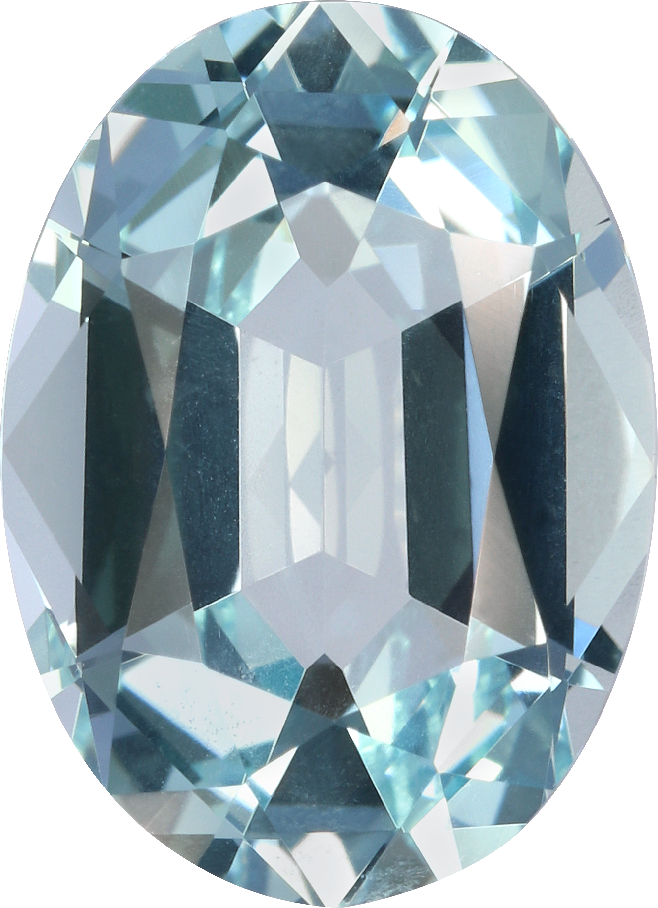 Oval cut aquamarine, 12.28 by 8.91 mm, shown at actual size