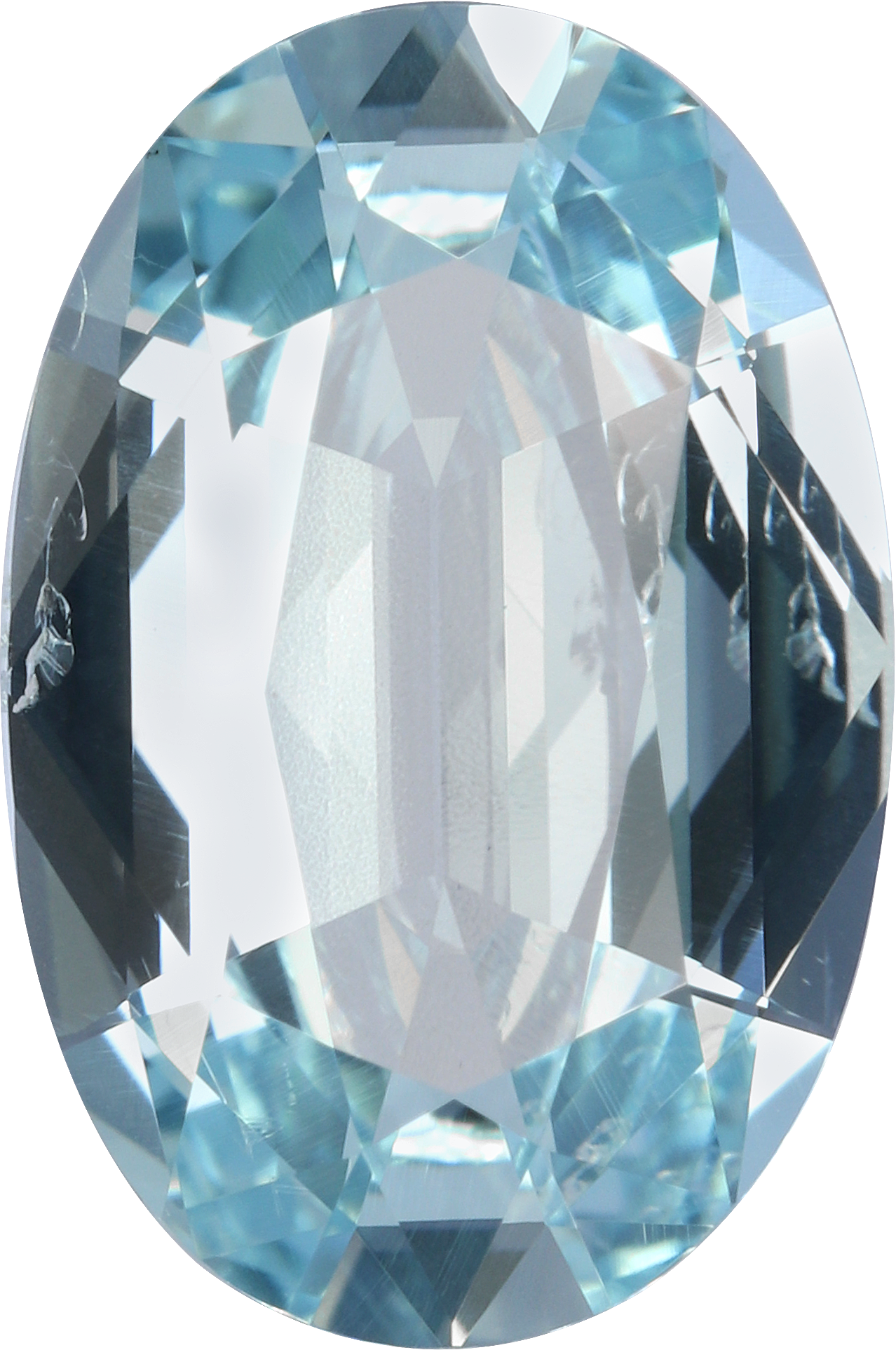 Oval cut aquamarine, 12.78 by 8.5 mm, shown at actual size