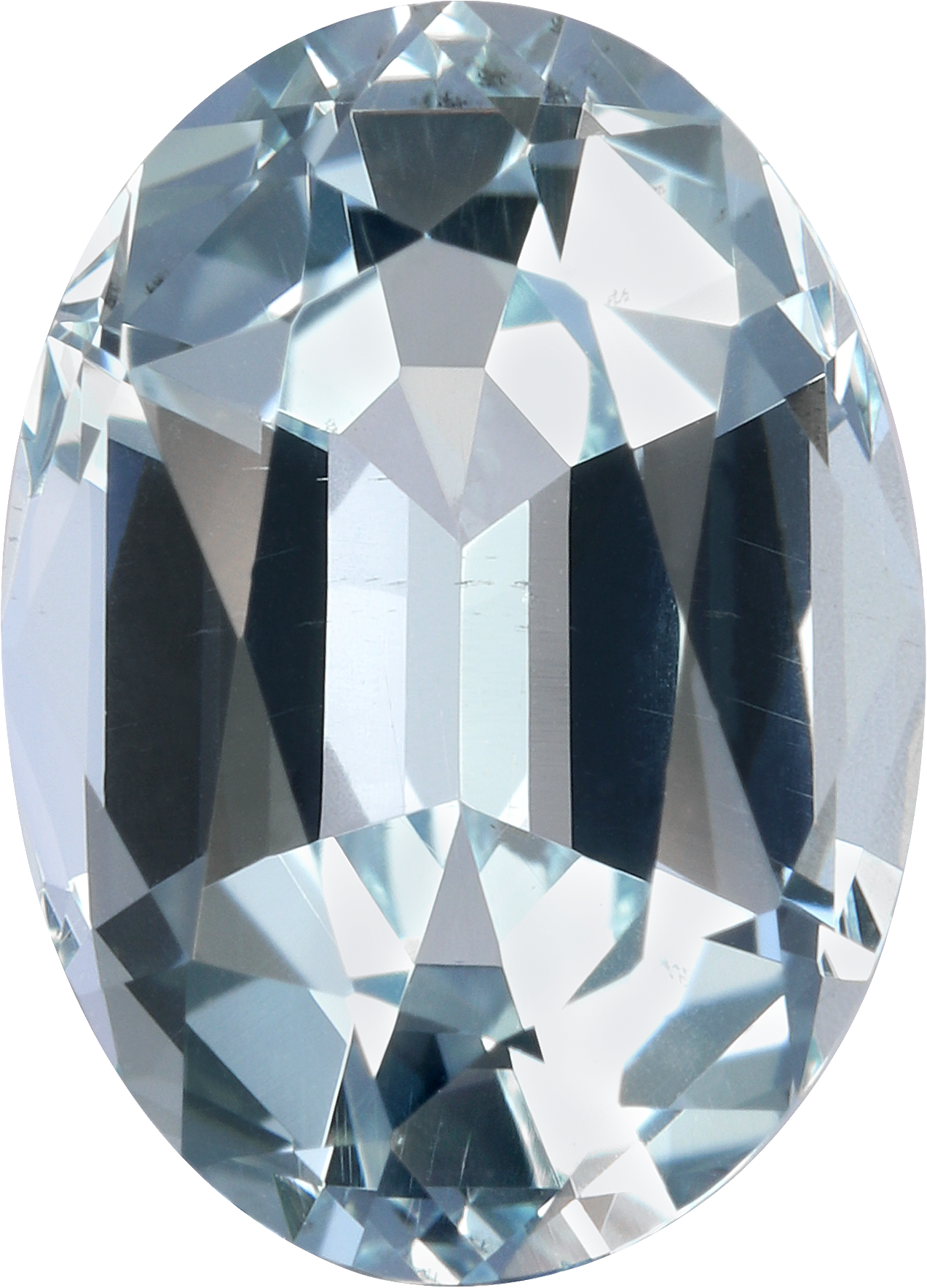 Oval cut aquamarine, 11.66 by 8.39 mm, shown at actual size