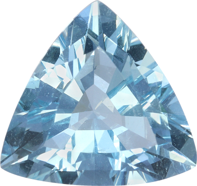 Trilliant cut aquamarine, 9.99 by 10.3 mm, shown at actual size