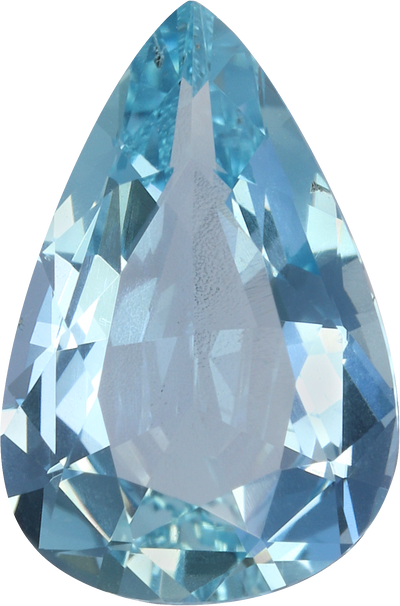 Pear cut aquamarine, 10.26 by 6.82 mm, shown at actual size