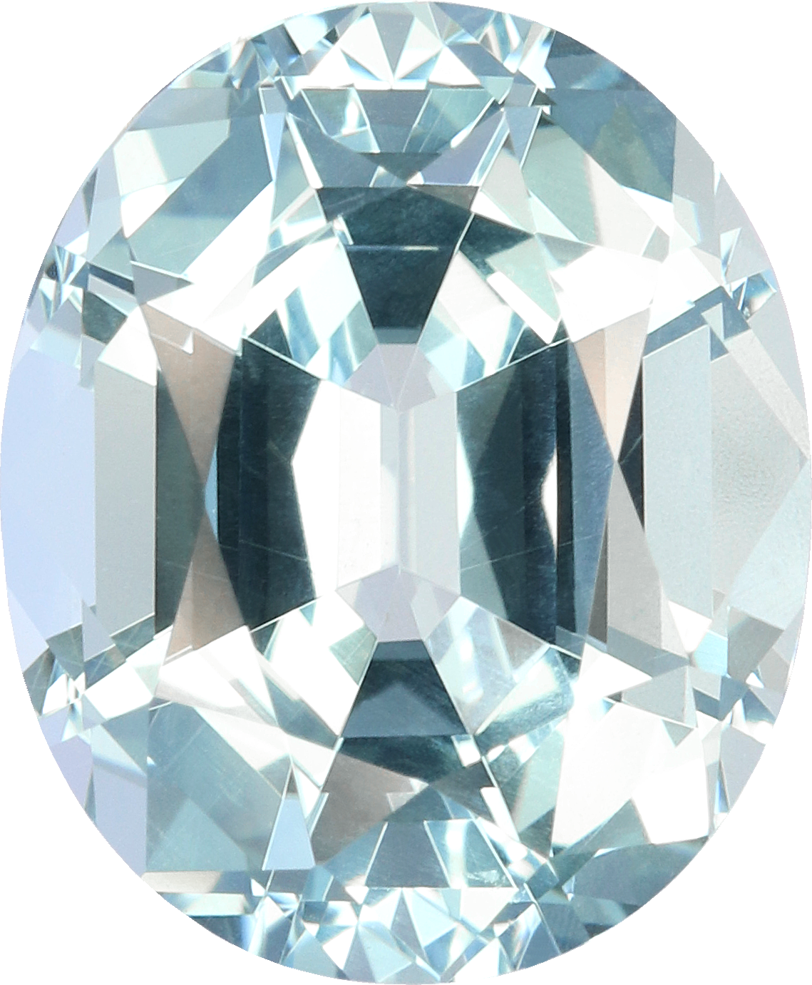 Oval cut aquamarine, 12.22 by 10.07 mm, shown at actual size