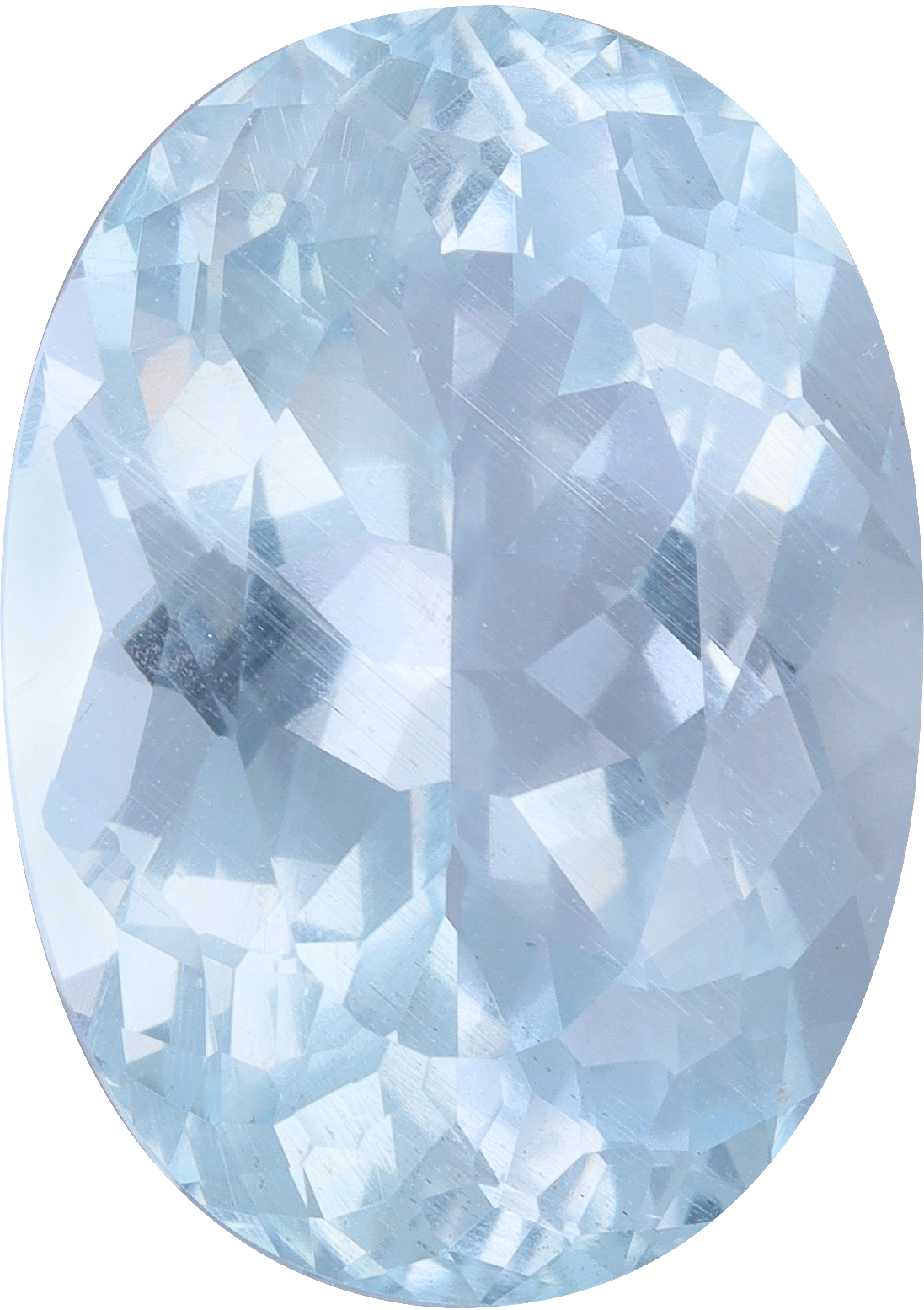 Oval cut aquamarine, 14.63 by 10.43 mm, shown at actual size