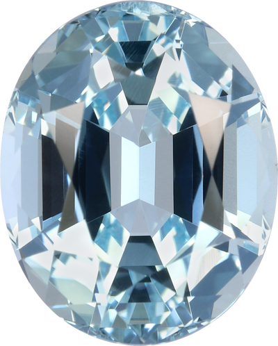 Oval cut aquamarine, 11.12 by 8.92 mm, shown at actual size