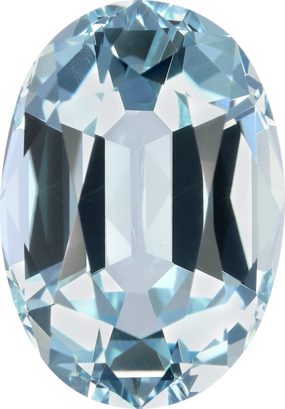 Oval cut aquamarine, 12.03 by 8.37 mm, shown at actual size