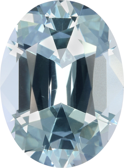 Oval cut aquamarine, 12.62 by 9.38 mm, shown at actual size