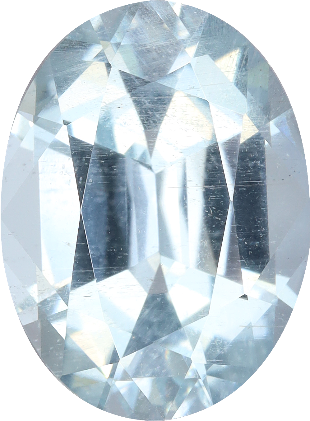 Oval cut aquamarine, 12.65 by 9.41 mm, shown at actual size