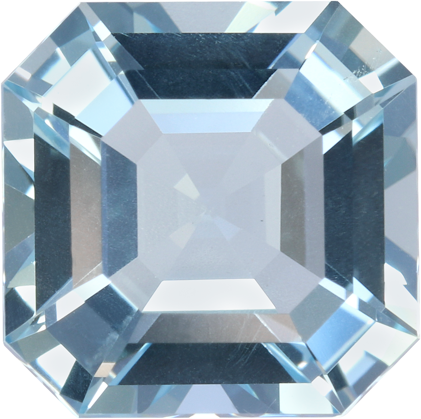 Square cut aquamarine, 8.97 by 8.94 mm, shown at actual size