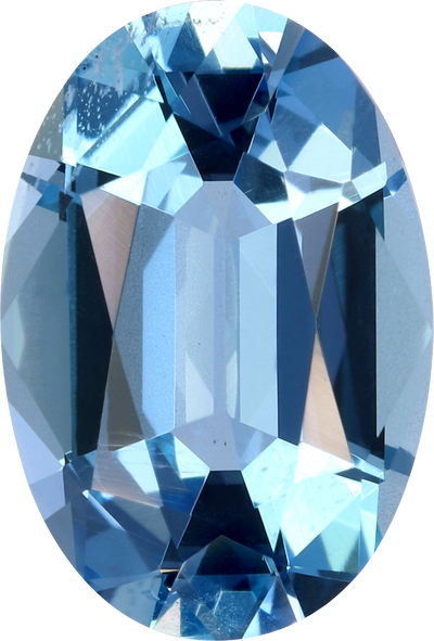 Oval cut aquamarine, 10.57 by 7.23 mm, shown at actual size