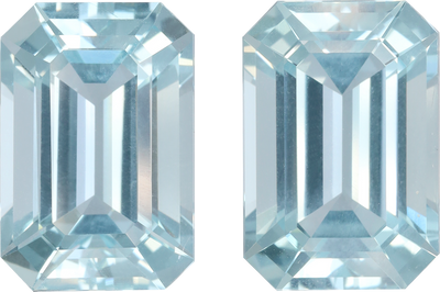 Rectangular cut aquamarine, 13.57 by 9.19 mm, shown at actual size