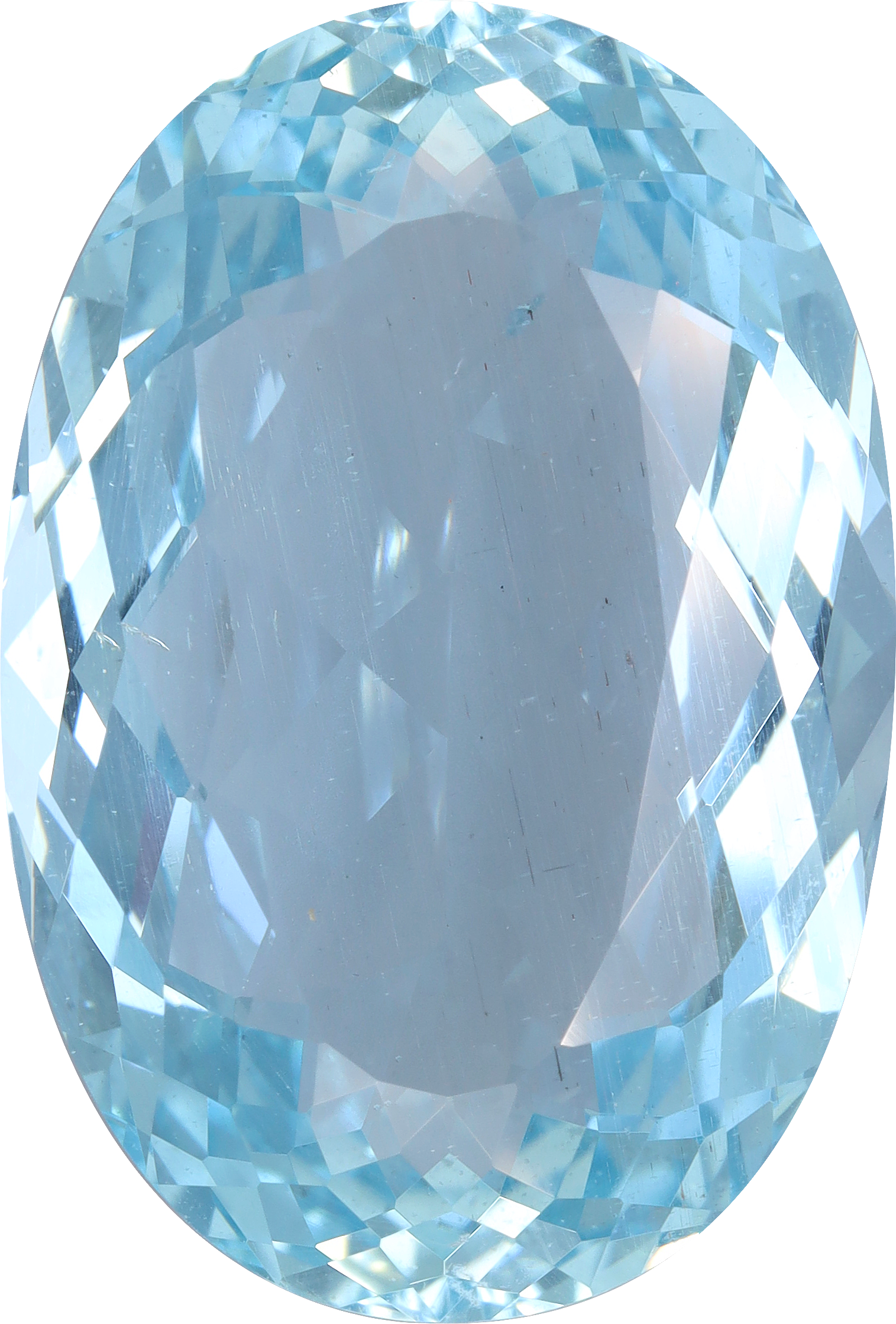 Oval cut aquamarine, 25.24 by 17.18 mm, shown at actual size