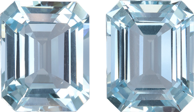 Rectangular cut aquamarine, 15.22 by 12.06 mm, shown at actual size