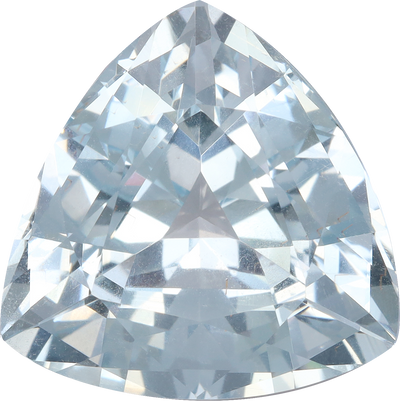 Trilliant cut aquamarine, 16.03 by 15.96 mm, shown at actual size