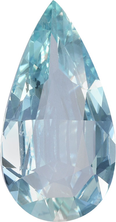 Pear cut aquamarine, 21.85 by 11.35 mm, shown at actual size