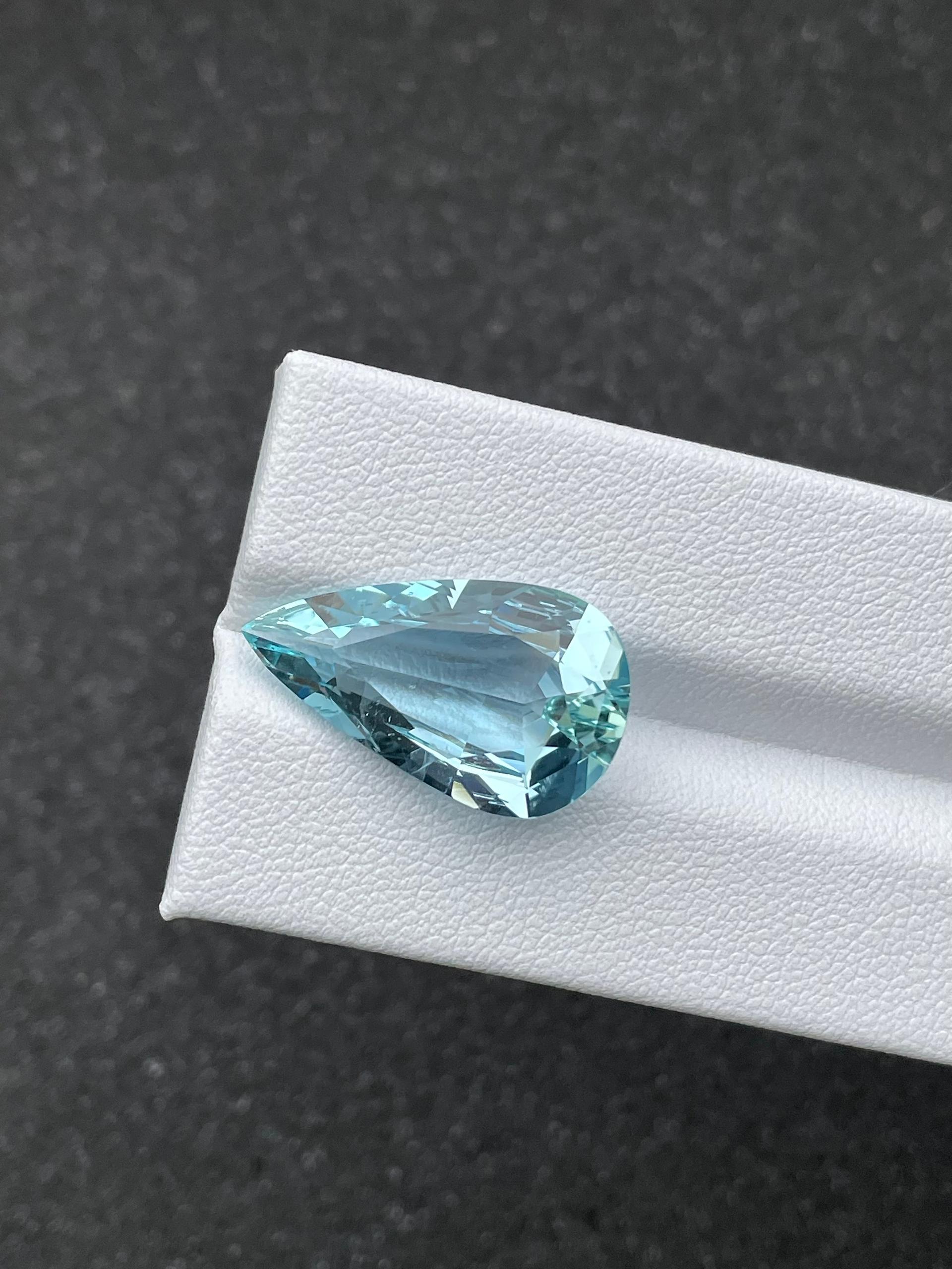 baby blue aquamarine, 7.33ct pear cut — view 5