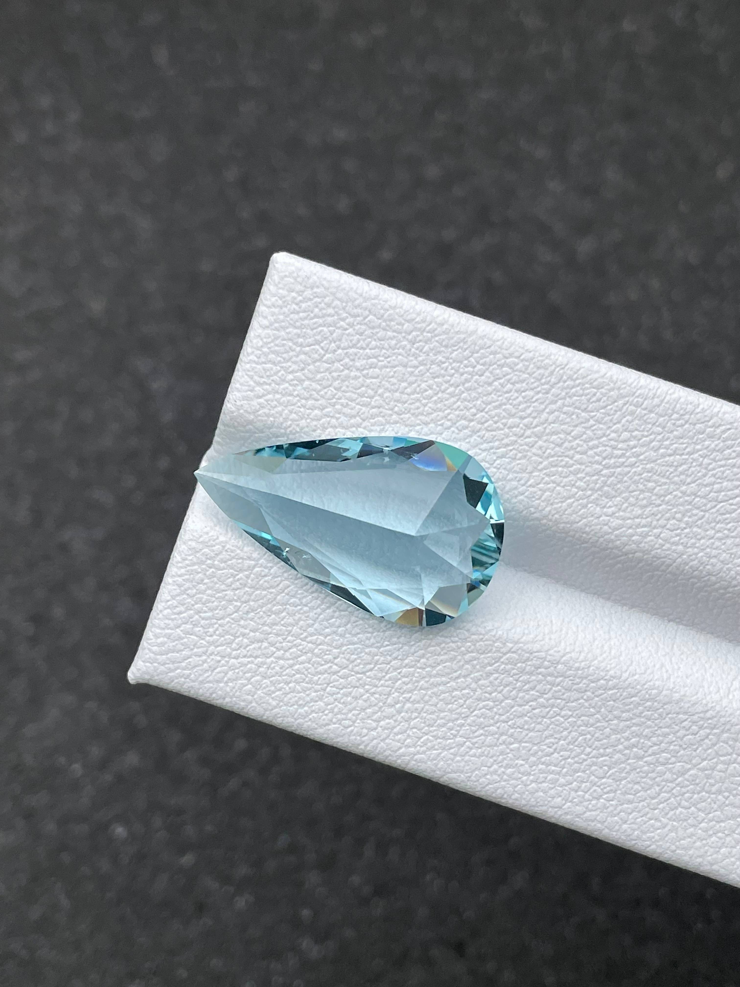 baby blue aquamarine, 7.33ct pear cut — view 6