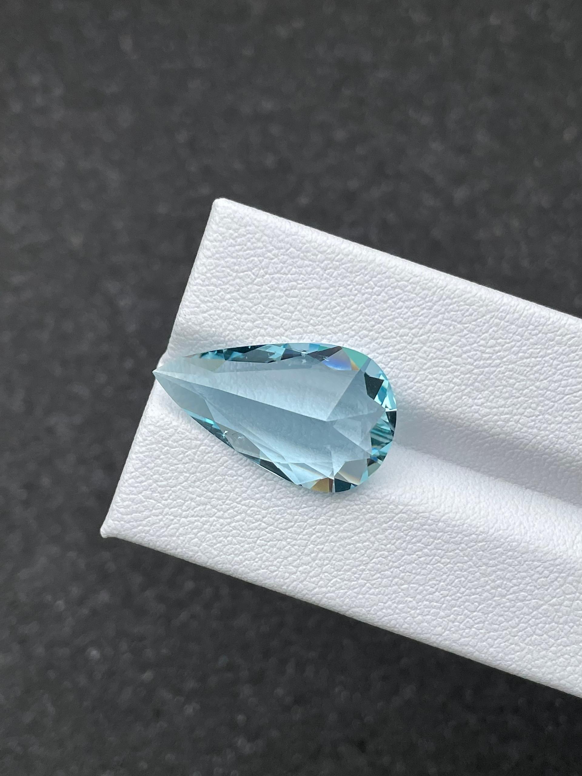 baby blue aquamarine, 7.33ct pear cut — view 6
