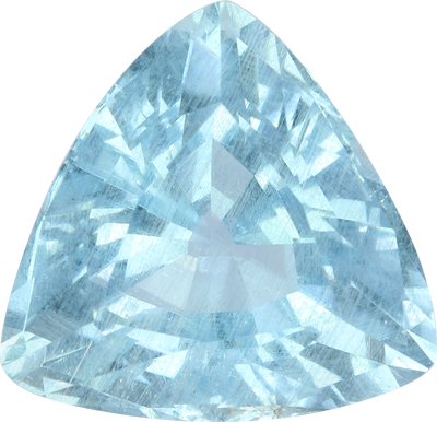 Trilliant cut aquamarine, 13.9 by 13.65 mm, shown at actual size