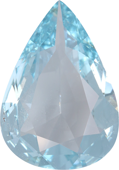 Pear cut aquamarine, 19.86 by 11 mm, shown at actual size