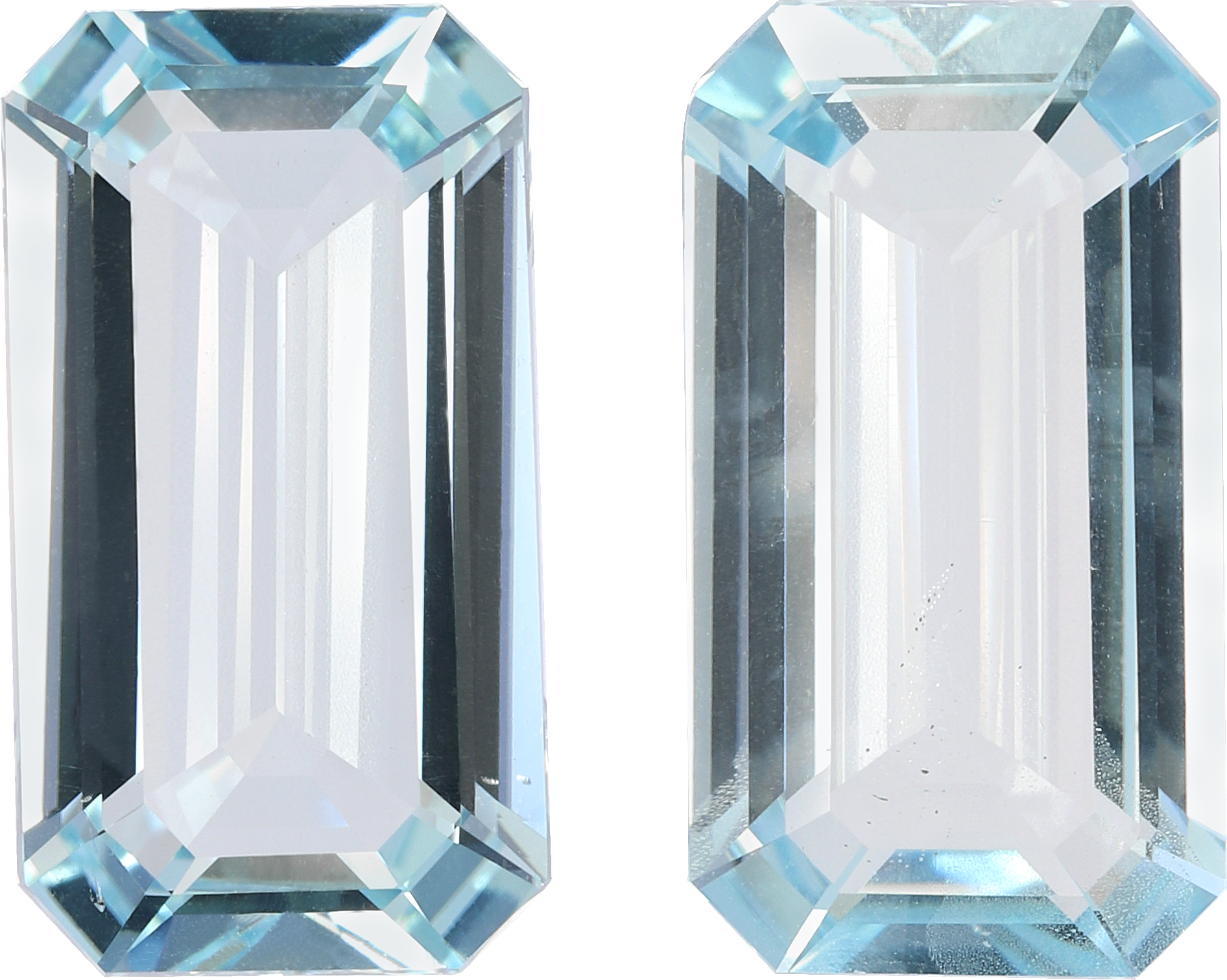Rectangular cut aquamarine, 15.88 by 7.8 mm, shown at actual size