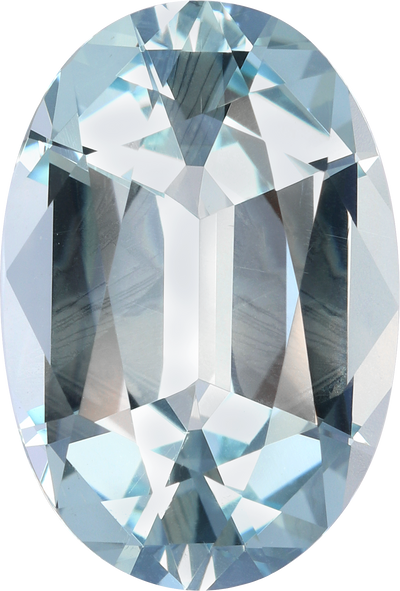 Oval cut aquamarine, 16.48 by 11.16 mm, shown at actual size