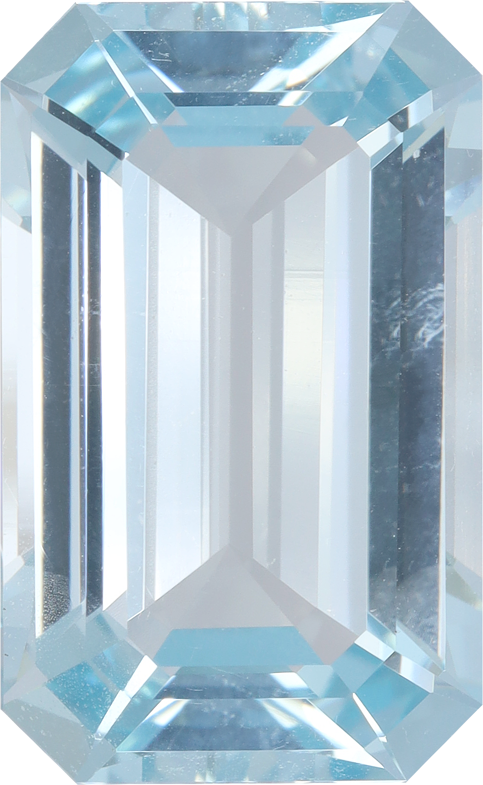 Rectangular cut aquamarine, 17.42 by 10.79 mm, shown at actual size