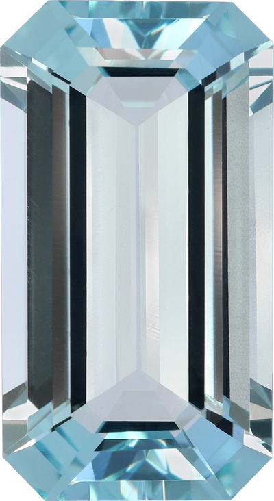 Rectangular cut aquamarine, 16.51 by 9 mm, shown at actual size