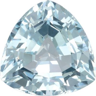 Trilliant cut aquamarine, 15.05 by 15.04 mm, shown at actual size