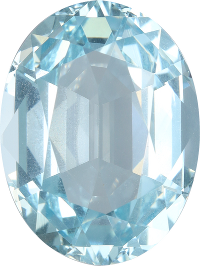 Oval cut aquamarine, 15.88 by 12.06 mm, shown at actual size