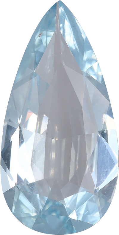 Pear cut aquamarine, 19.76 by 10.07 mm, shown at actual size