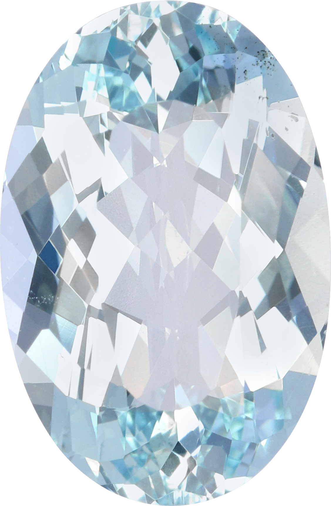 Oval cut aquamarine, 15.01 by 9.86 mm, shown at actual size