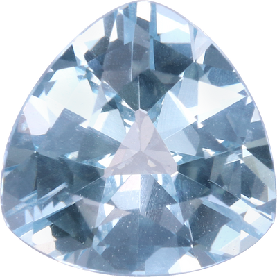 Trilliant cut aquamarine, 8.34 by 8.24 mm, shown at actual size