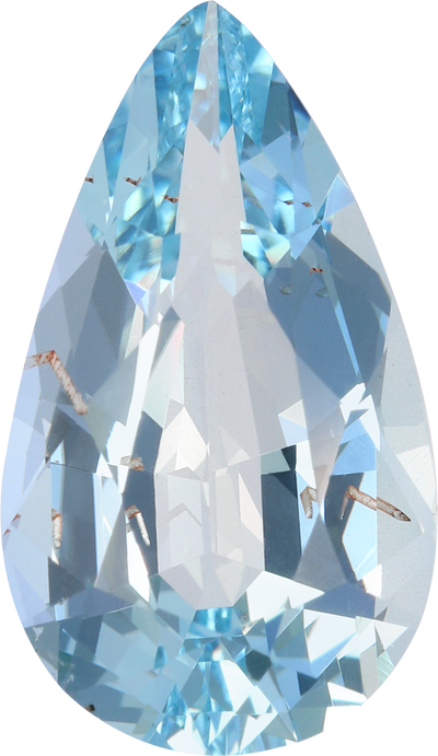 Pear cut aquamarine, 14.34 by 8.36 mm, shown at actual size