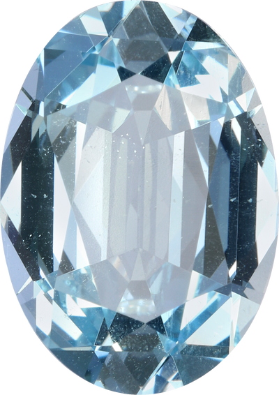Oval cut aquamarine, 13.71 by 9.85 mm, shown at actual size