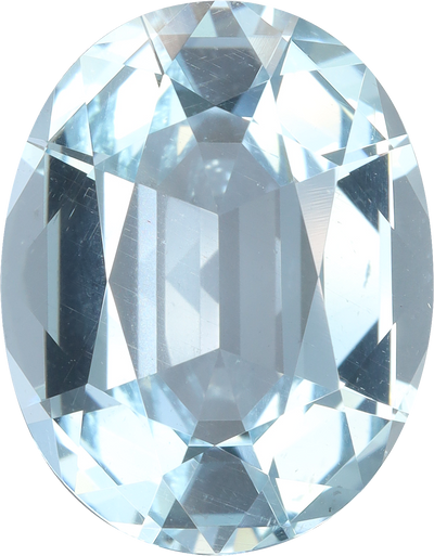 Oval cut aquamarine, 16.12 by 12.22 mm, shown at actual size
