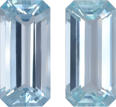 Rectangular cut aquamarine, 17.15 by 8.2 mm, shown at actual size