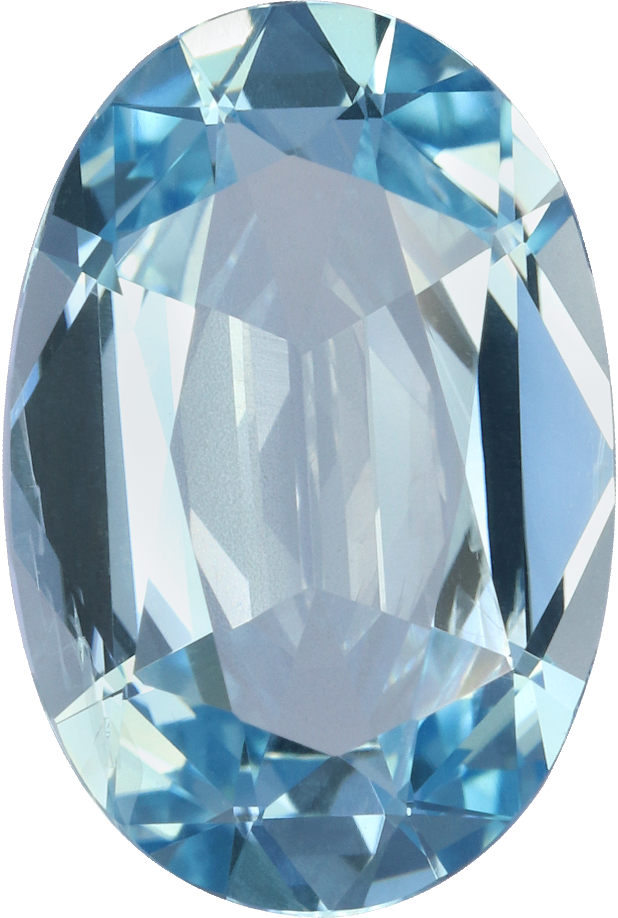Oval cut aquamarine, 14.31 by 9.64 mm, shown at actual size